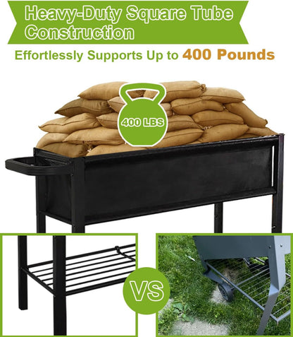 Elevate Your Gardening Game with Our Stylish Black Raised Garden Bed on Wheels - Perfect for Vegetables, Flowers, and Herbs!