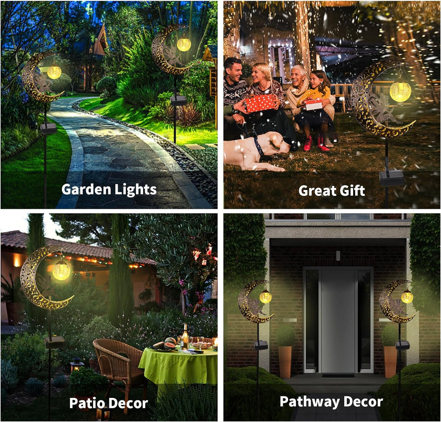 Enchant Your Outdoor Space with Solar Garden Moon Fairy Lights - Waterproof Warm White LED Stake Ornament for Pathway and Patio Decor