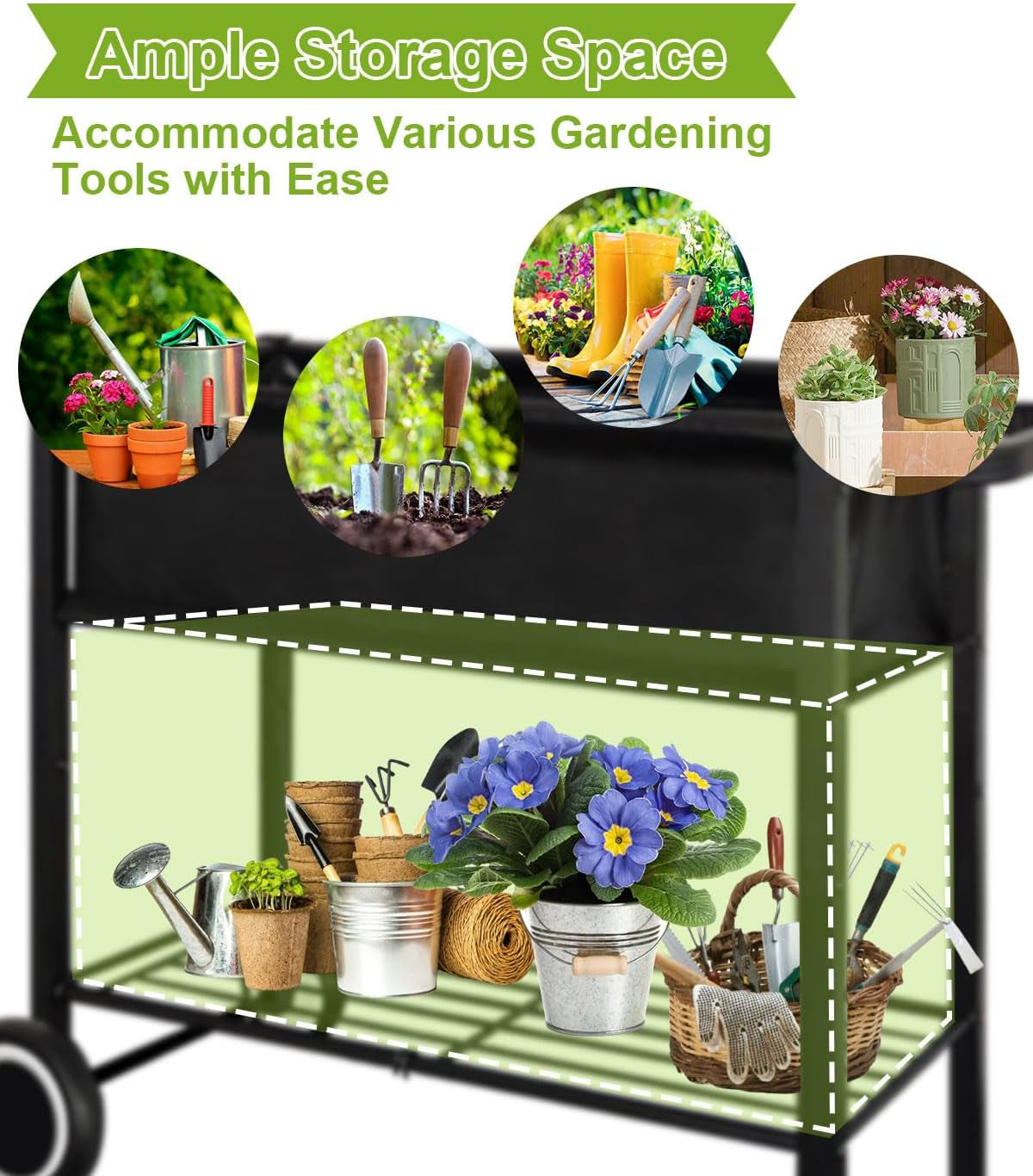 Elevate Your Gardening Game with Our Stylish Black Raised Garden Bed on Wheels - Perfect for Vegetables, Flowers, and Herbs!