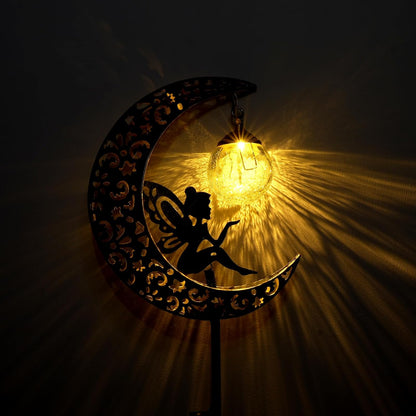 Enchant Your Outdoor Space with Solar Garden Moon Fairy Lights - Waterproof Warm White LED Stake Ornament for Pathway and Patio Decor