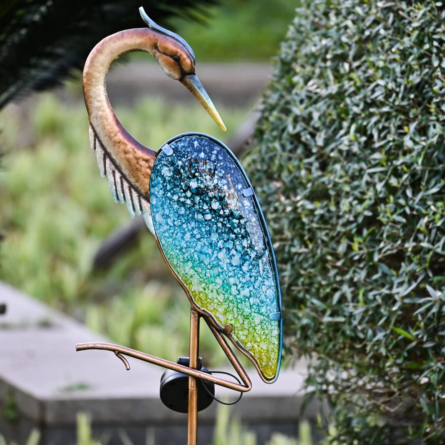 Illuminate Your Outdoor Oasis with the Stunning 42.91" Blue Heron Solar Garden Light - Perfect Lawn Ornament for Enchanting Decor