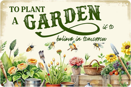 Charming Vintage Garden Metal Sign - Humorous Wall Decor for Plant Lovers – Inspirational Gift for Gardeners - 8x12 Inch Country Rustic Decoration