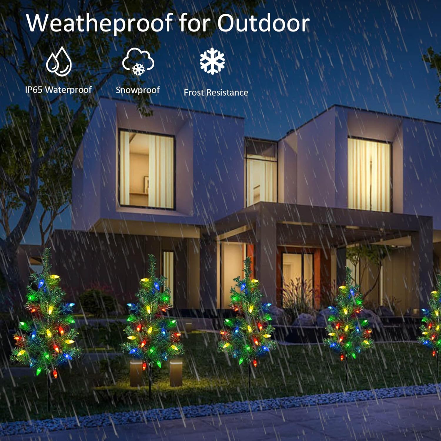 Transform Your Outdoor Christmas Display with Our Upgraded 4-Pack Solar Christmas Garden Stake Lights - Multi-Color Magic for Your Patio and Pathway