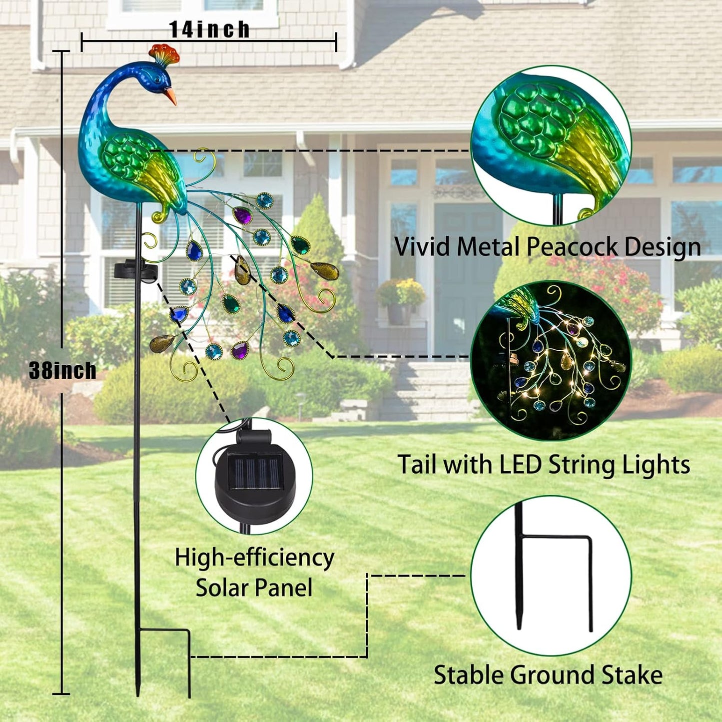Illuminate Your Garden with Stunning Peacock Solar Lights - Waterproof Decorative Garden Stake for a Vibrant Outdoor Experience