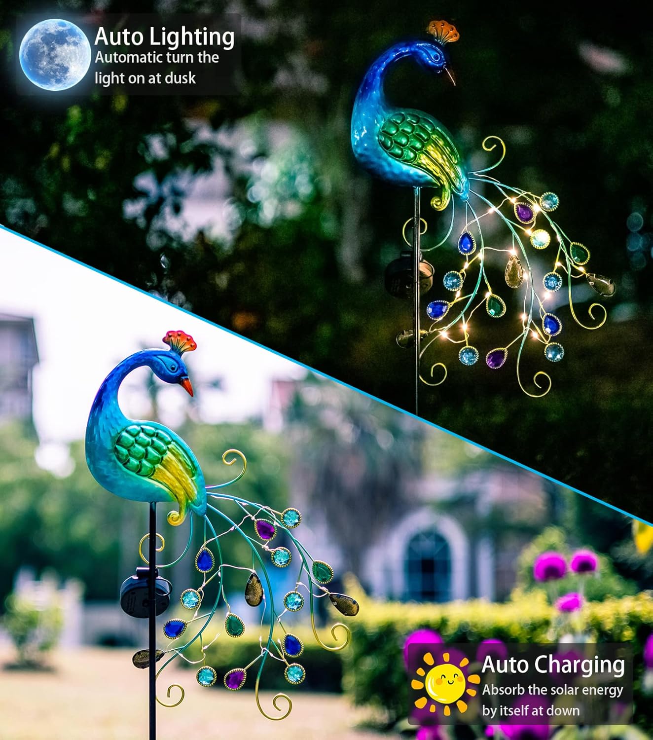 Illuminate Your Garden with Stunning Peacock Solar Lights - Waterproof Decorative Garden Stake for a Vibrant Outdoor Experience