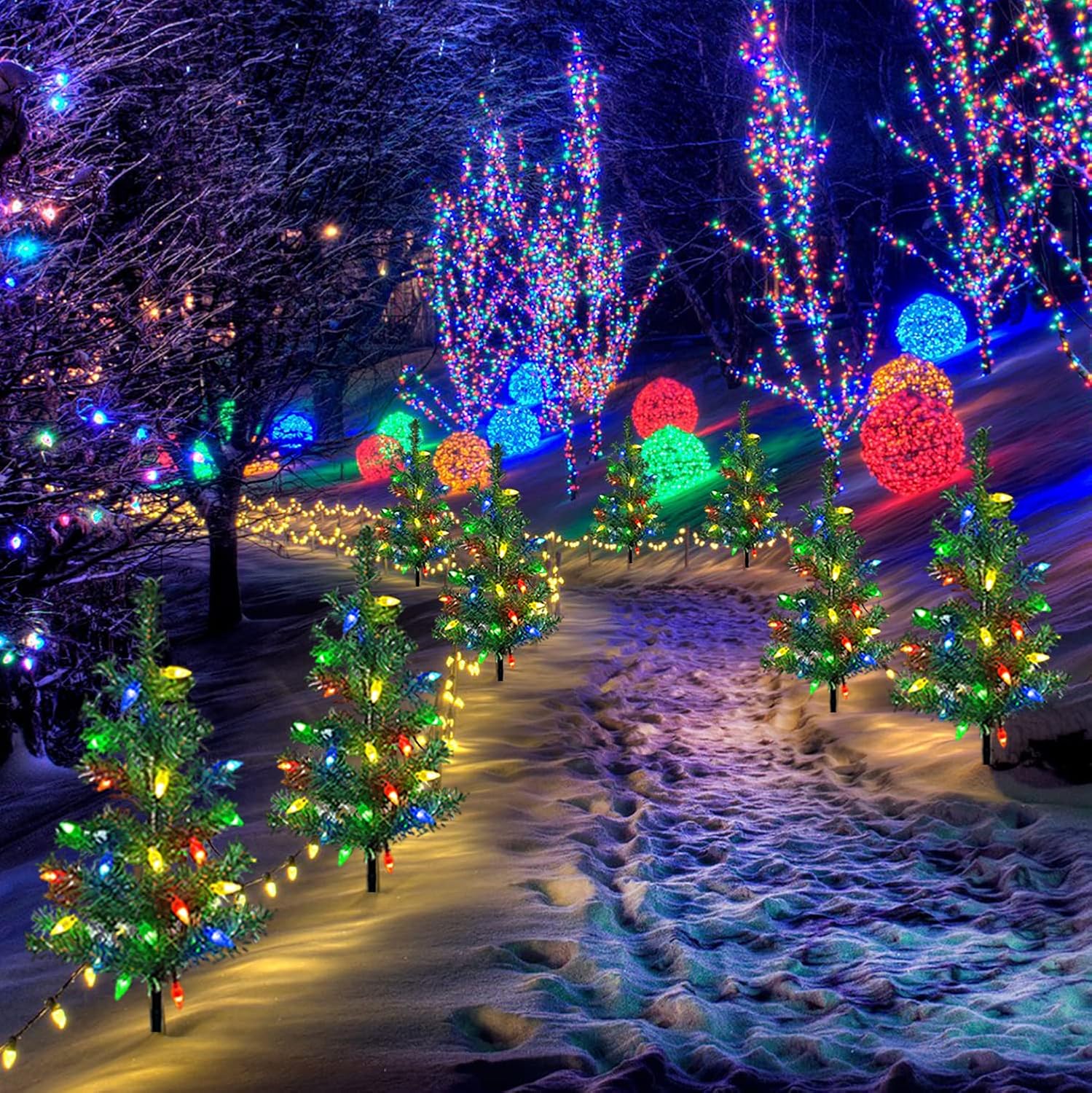 Transform Your Outdoor Christmas Display with Our Upgraded 4-Pack Solar Christmas Garden Stake Lights - Multi-Color Magic for Your Patio and Pathway
