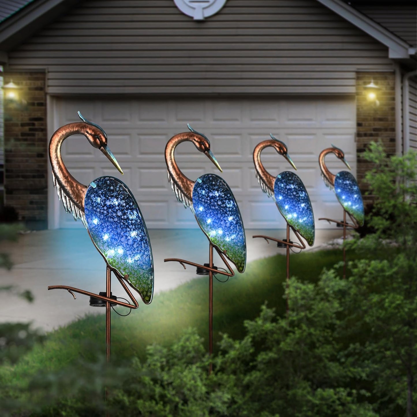 Illuminate Your Outdoor Oasis with the Stunning 42.91" Blue Heron Solar Garden Light - Perfect Lawn Ornament for Enchanting Decor