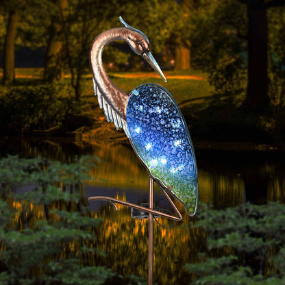 Illuminate Your Outdoor Oasis with the Stunning 42.91" Blue Heron Solar Garden Light - Perfect Lawn Ornament for Enchanting Decor