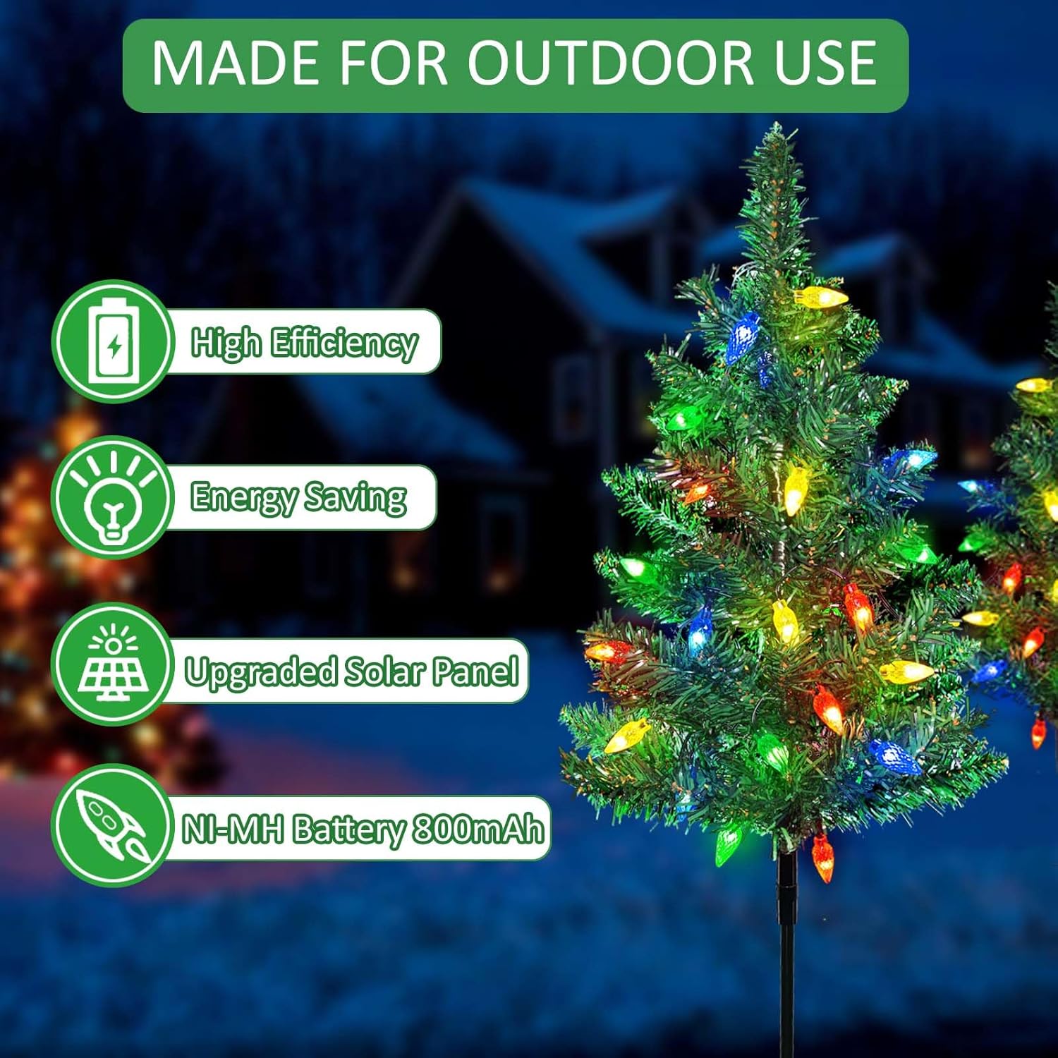 Transform Your Outdoor Christmas Display with Our Upgraded 4-Pack Solar Christmas Garden Stake Lights - Multi-Color Magic for Your Patio and Pathway