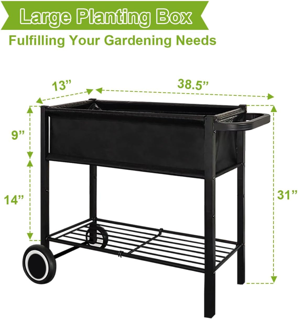 Elevate Your Gardening Game with Our Stylish Black Raised Garden Bed on Wheels - Perfect for Vegetables, Flowers, and Herbs!