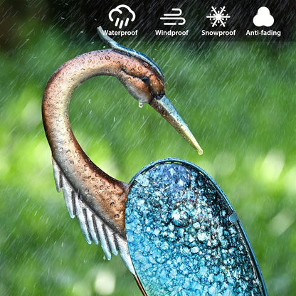 Illuminate Your Outdoor Oasis with the Stunning 42.91" Blue Heron Solar Garden Light - Perfect Lawn Ornament for Enchanting Decor