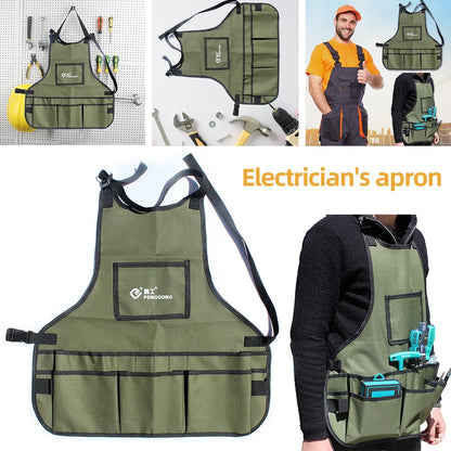 Elevate Your Craft with Our Waterproof Multifunctional Tool Apron - Durable Oxford Cloth Design with Multi-Pockets for Woodworkers and Gardeners