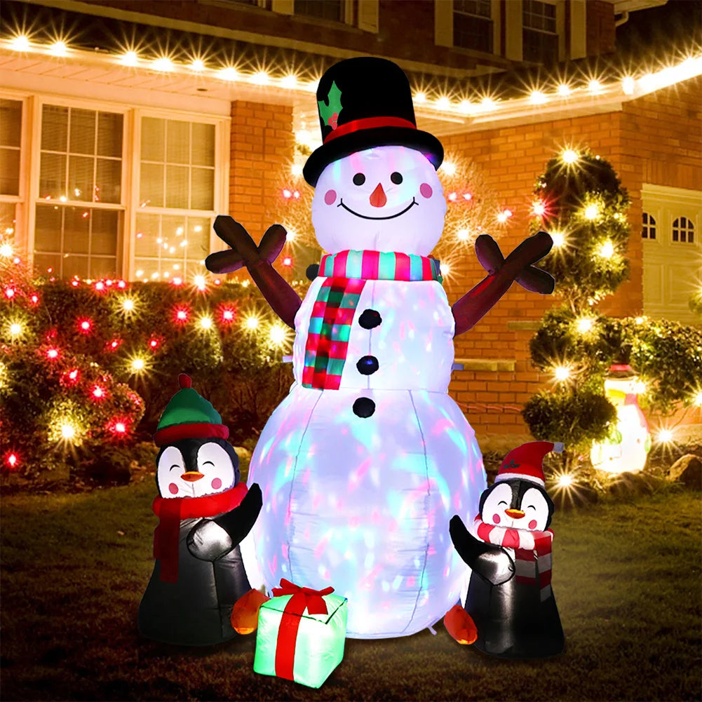 Ourwarm 6Ft Christmas Inflatables Christmas Decor Outdoor, Inflatable Snowman Penguin Blow up Decor with Rotating LED Lights