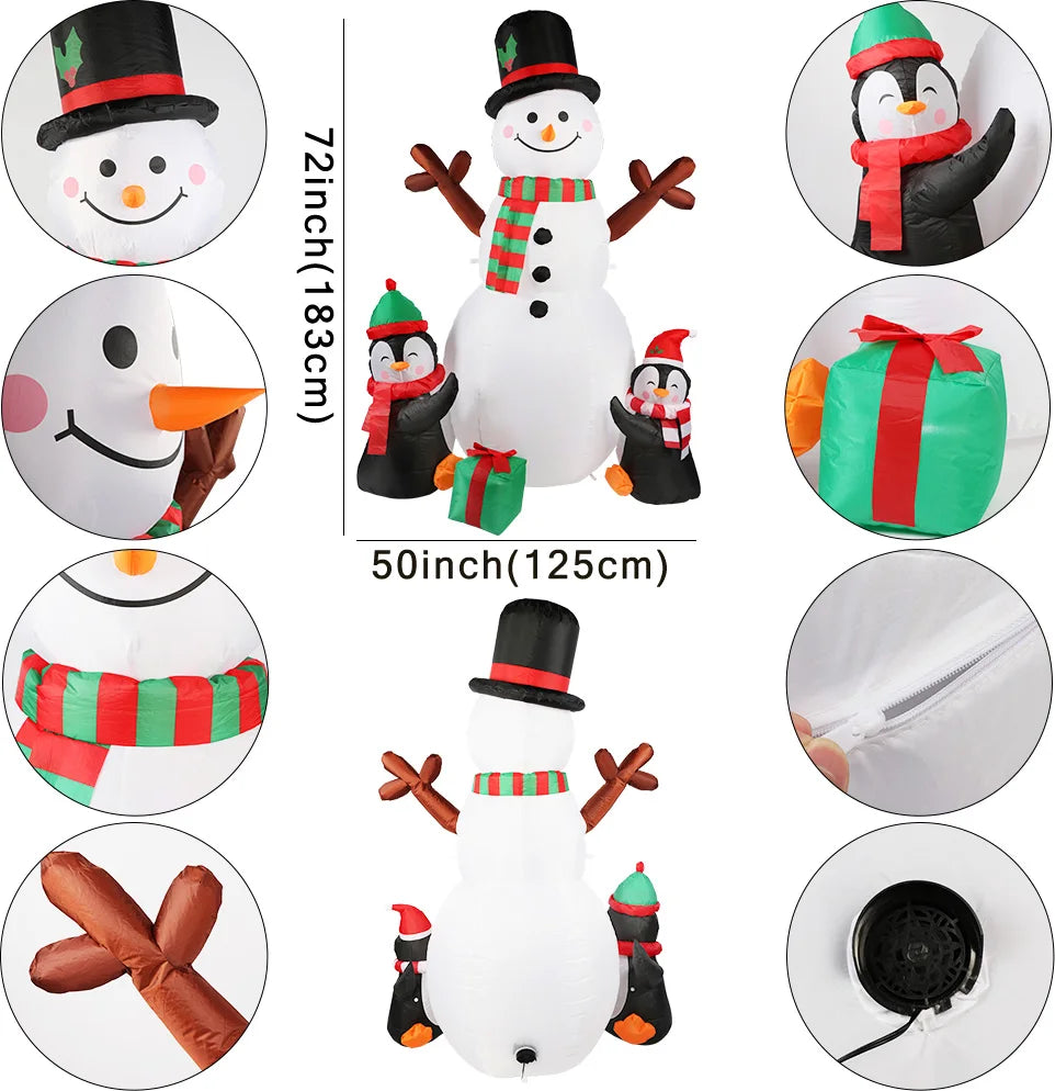 Ourwarm 6Ft Christmas Inflatables Christmas Decor Outdoor, Inflatable Snowman Penguin Blow up Decor with Rotating LED Lights