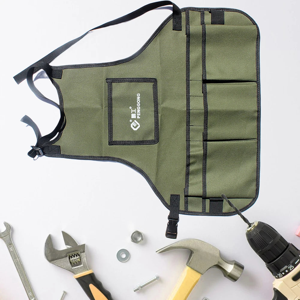 Elevate Your Craft with Our Waterproof Multifunctional Tool Apron - Durable Oxford Cloth Design with Multi-Pockets for Woodworkers and Gardeners