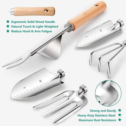 Elevate Your Gardening Experience with Our 9 Piece Heavy Duty Tool Set - Rust-Proof Essentials with Chic Organizer Tote for Effortless Gardening!